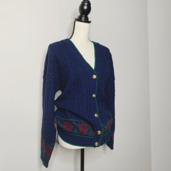 Lauren Ralph Lauren Rare Vintage Cable Cardigan Sweater With Gold Buttons - Picture 5 of 17